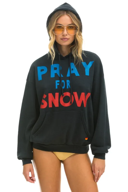 PRAY FOR SNOW RELAXED PULLOVER HOODIE - CHARCOAL sold by Aviator Nation