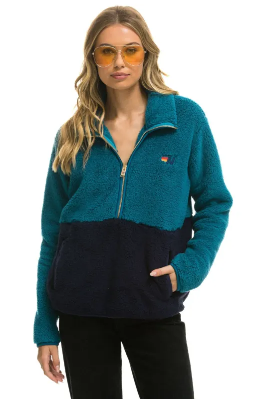 TEDDY UNISEX HALF ZIP COLOR BLOCK JACKET - CAPRI sold by Aviator Nation