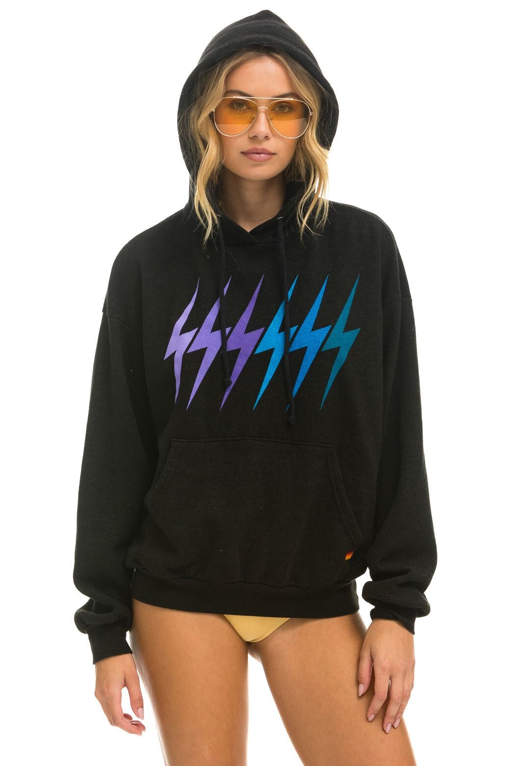 BOLT GRADIENT RELAXED PULLOVER HOODIE - BLACK // PURPLE sold by Aviator Nation product image thumbnail 5