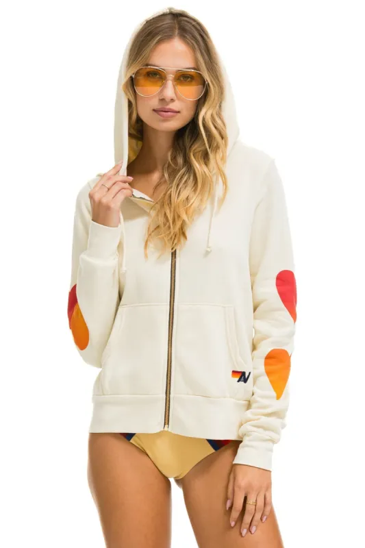 HEART FADE 4 ZIP HOODIE - VINTAGE WHITE sold by Aviator Nation