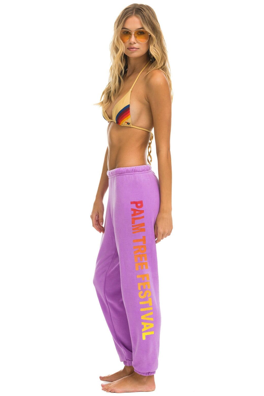 PALM TREE FESTIVAL ASPEN 2024 UNISEX SWEATPANTS - NEON PURPLE sold by Aviator Nation product image thumbnail 2