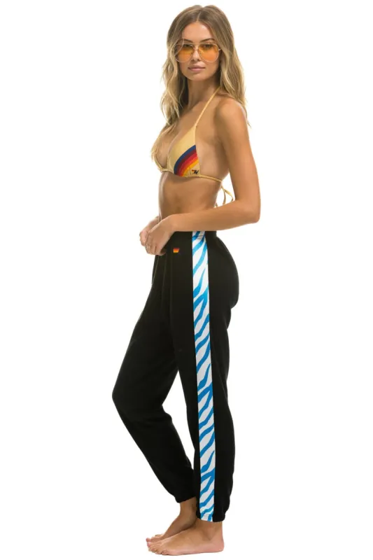 TIGER STRIPE SWEATPANTS - BLACK // BLUE TIGER sold by Aviator Nation