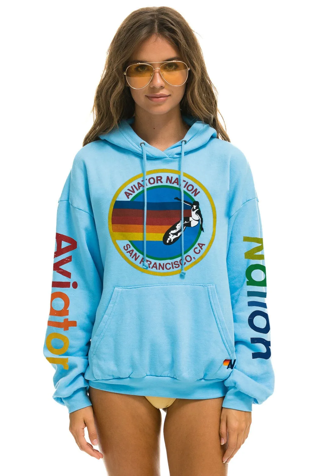 AVIATOR NATION SAN FRANCISCO RELAXED PULLOVER HOODIE - SKY sold by Aviator Nation
