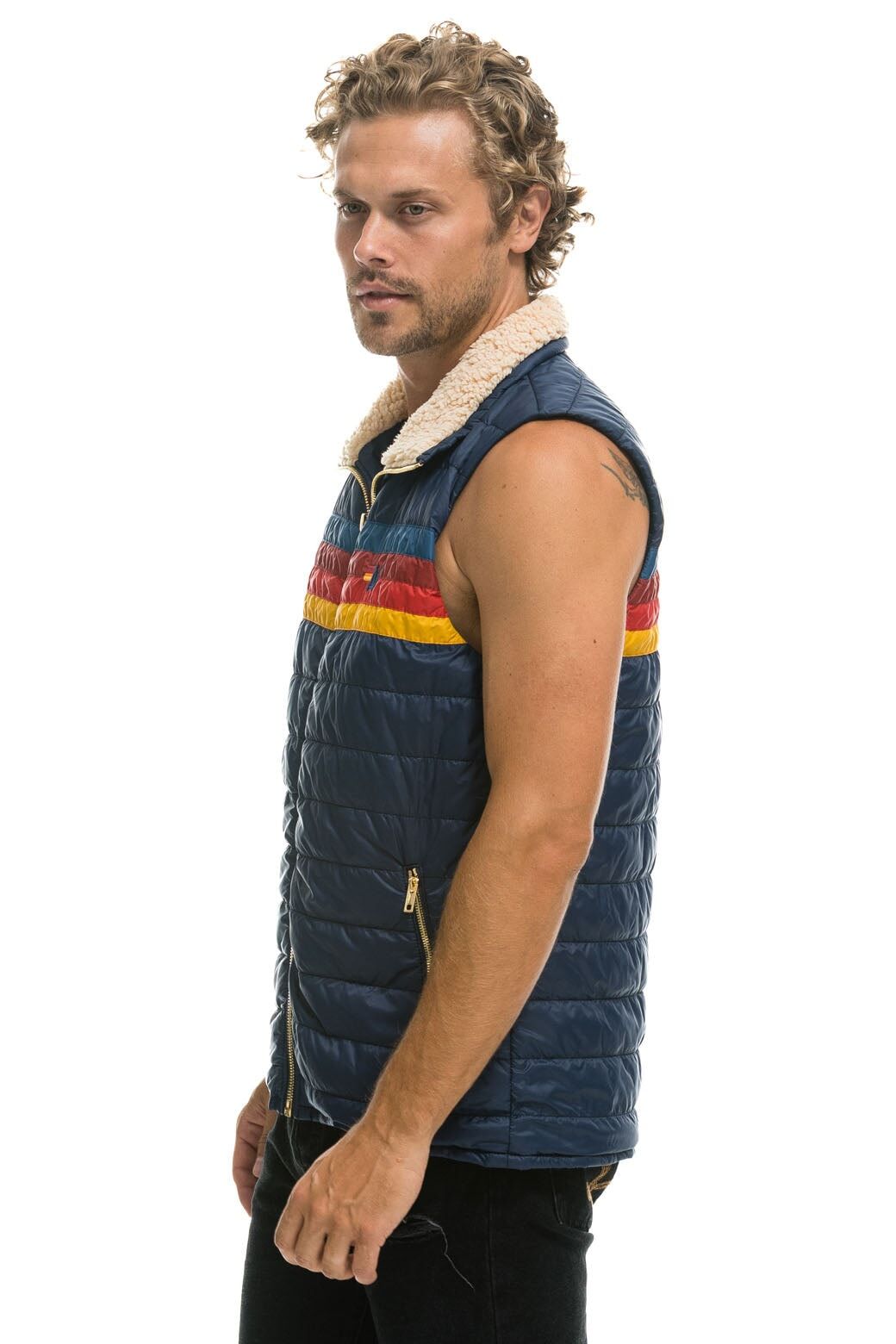 MEN'S 4 STRIPE VEST - NAVY sold by Aviator Nation product image thumbnail 3