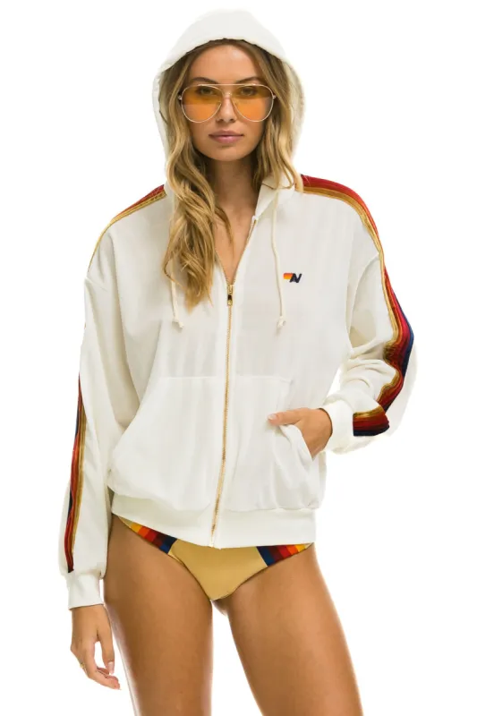 CLASSIC VELVET RELAXED ZIP HOODIE - WHITE sold by Aviator Nation