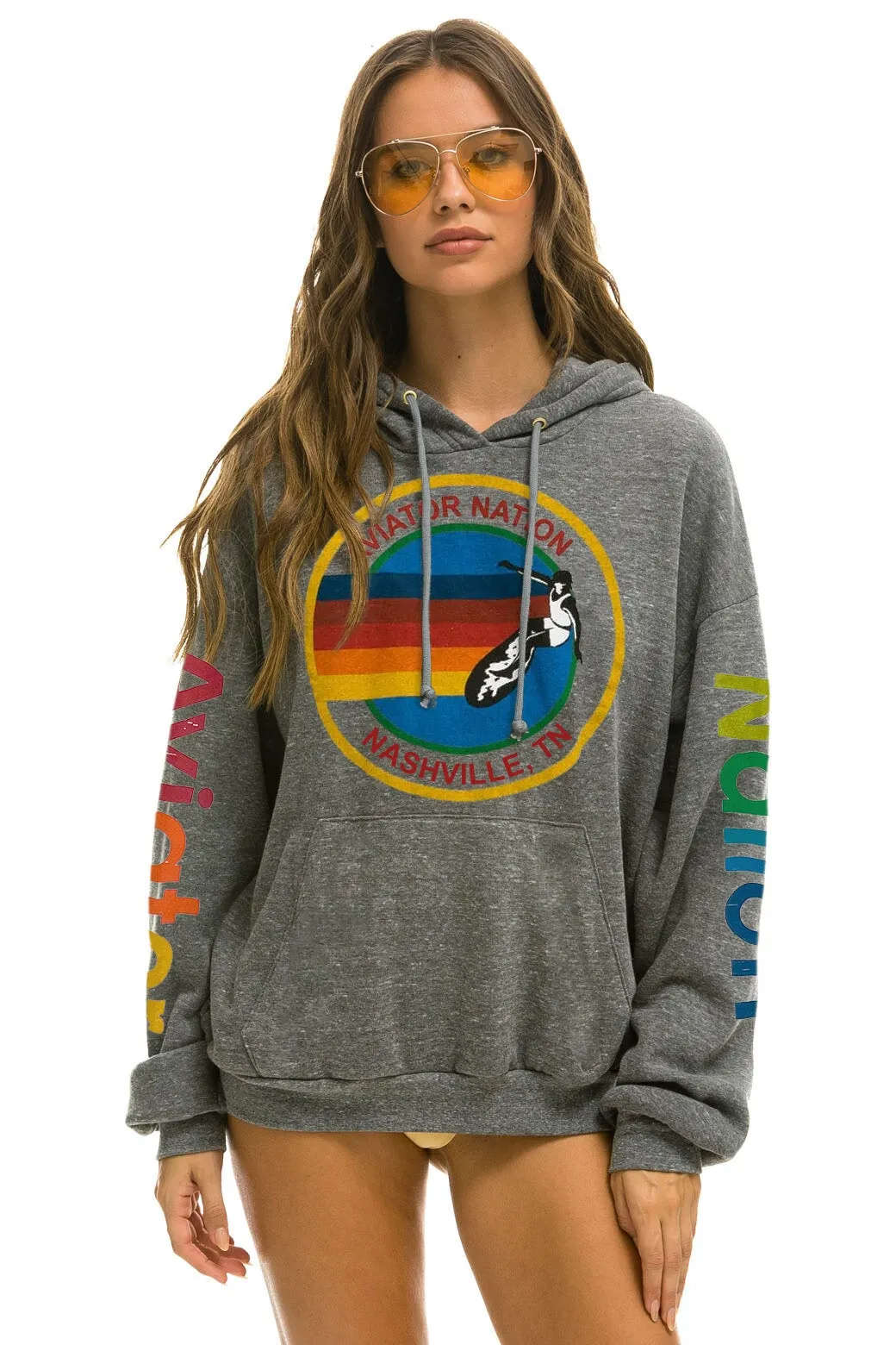 AVIATOR NATION NASHVILLE RELAXED PULLOVER HOODIE - HEATHER GREY sold by Aviator Nation