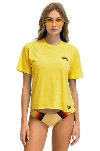 RAINBOW EMBROIDERY BOYFRIEND TEE - LEMON sold by Aviator Nation