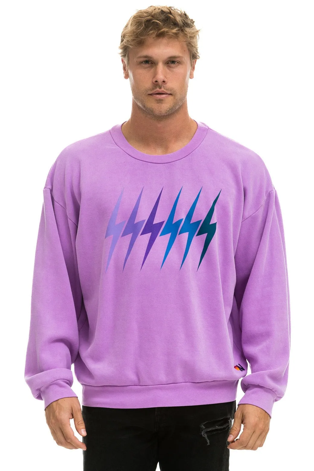 BOLT GRADIENT RELAXED CREW SWEATSHIRT - NEON PURPLE // PURPLE sold by Aviator Nation product image thumbnail 2