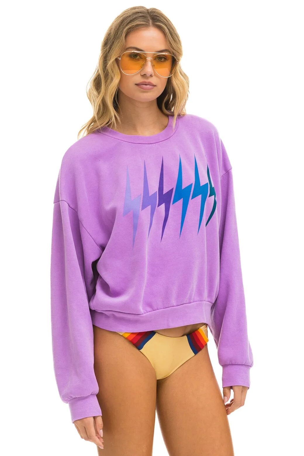 BOLT GRADIENT RELAXED CREW SWEATSHIRT - NEON PURPLE // PURPLE sold by Aviator Nation product image thumbnail 3