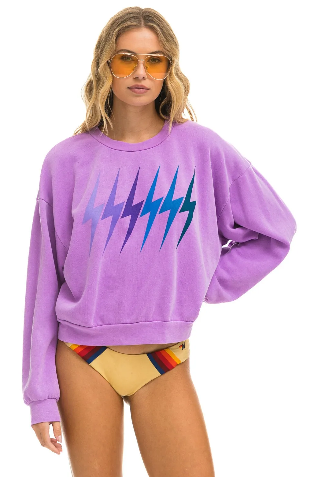 BOLT GRADIENT RELAXED CREW SWEATSHIRT - NEON PURPLE // PURPLE sold by Aviator Nation