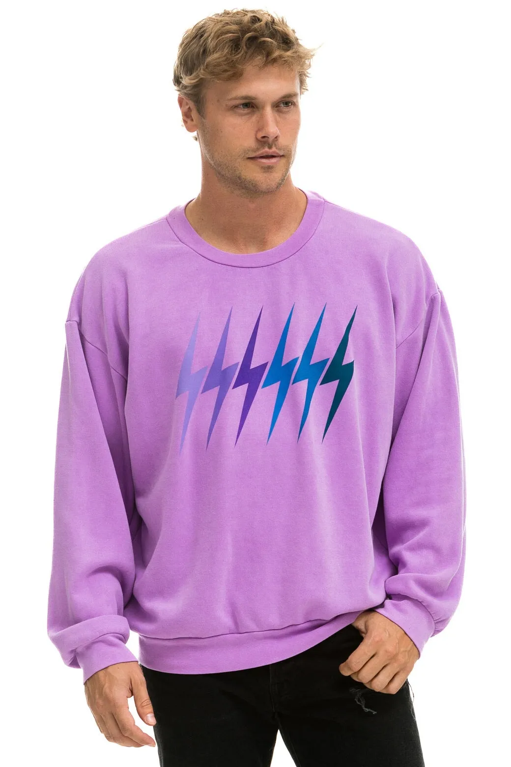 BOLT GRADIENT RELAXED CREW SWEATSHIRT - NEON PURPLE // PURPLE sold by Aviator Nation product image thumbnail 4