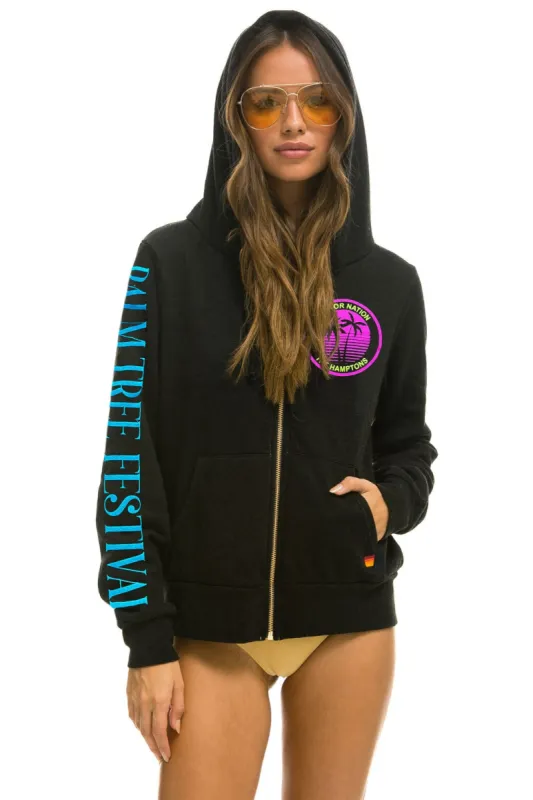 PALM TREE HAMPTONS 2023 ZIP HOODIE - BLACK sold by Aviator Nation