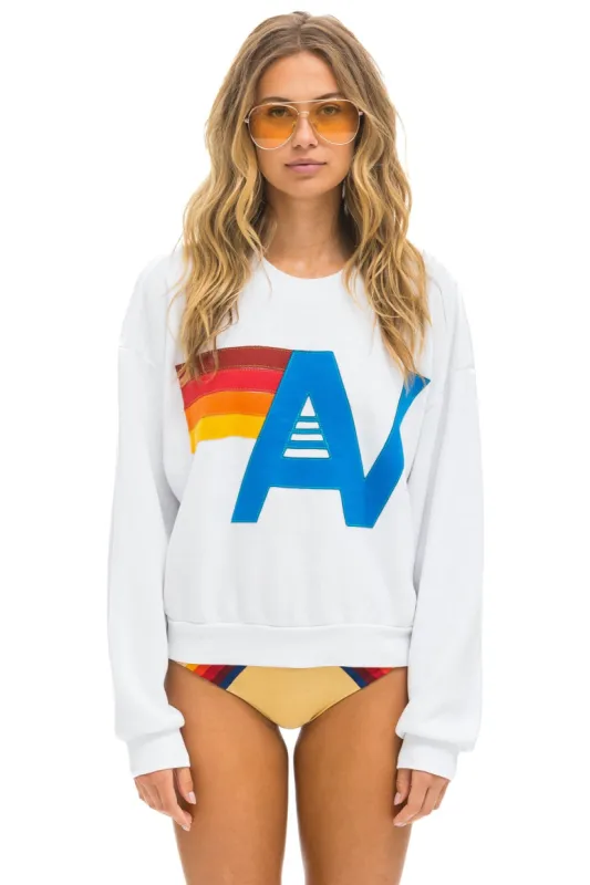 LOGO STITCH RELAXED CREW SWEATSHIRT - WHITE sold by Aviator Nation
