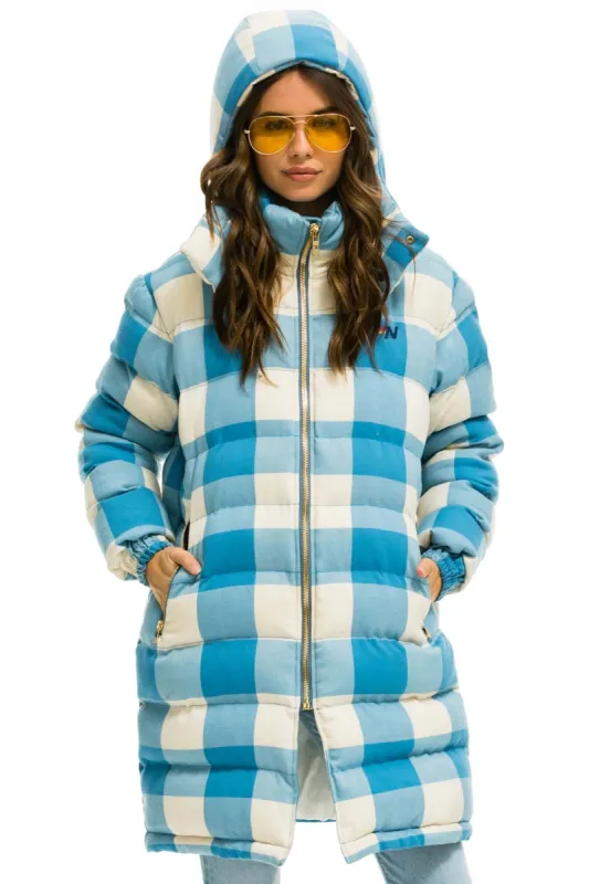 PLAID UNISEX LONG TREKKER JACKET - SKY PLAID sold by Aviator Nation