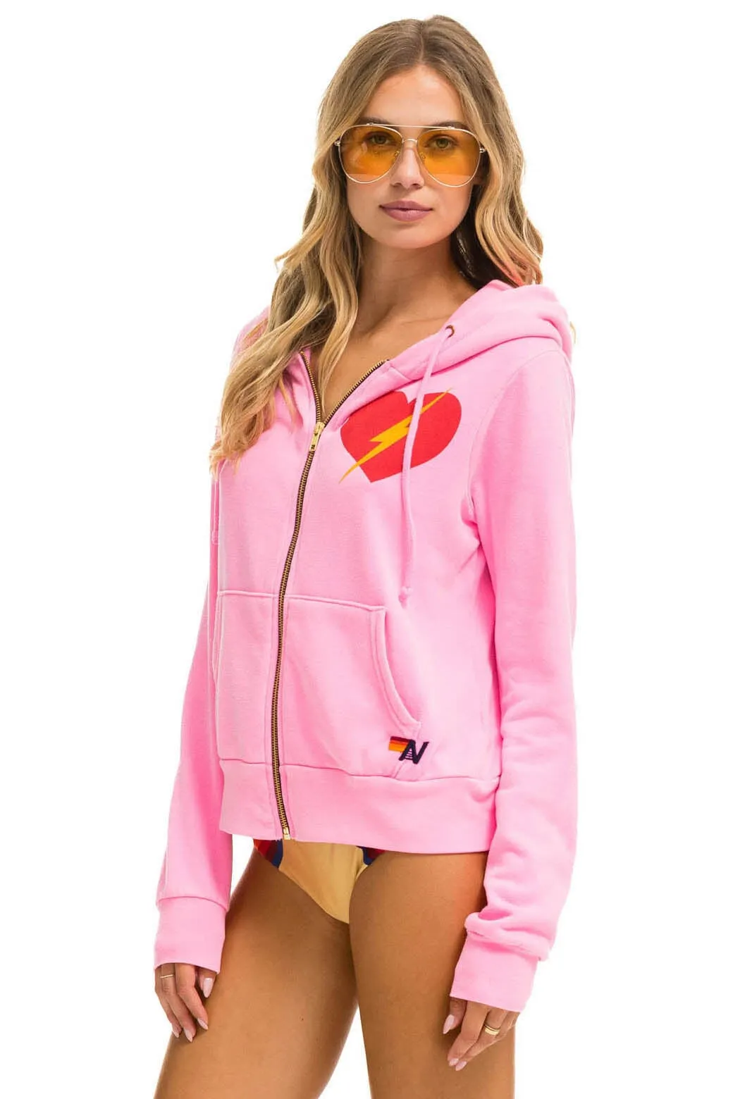 BOLT HEART ZIP HOODIE - NEON PINK sold by Aviator Nation product image thumbnail 4