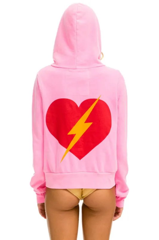 BOLT HEART ZIP HOODIE - NEON PINK made by Aviator Nation