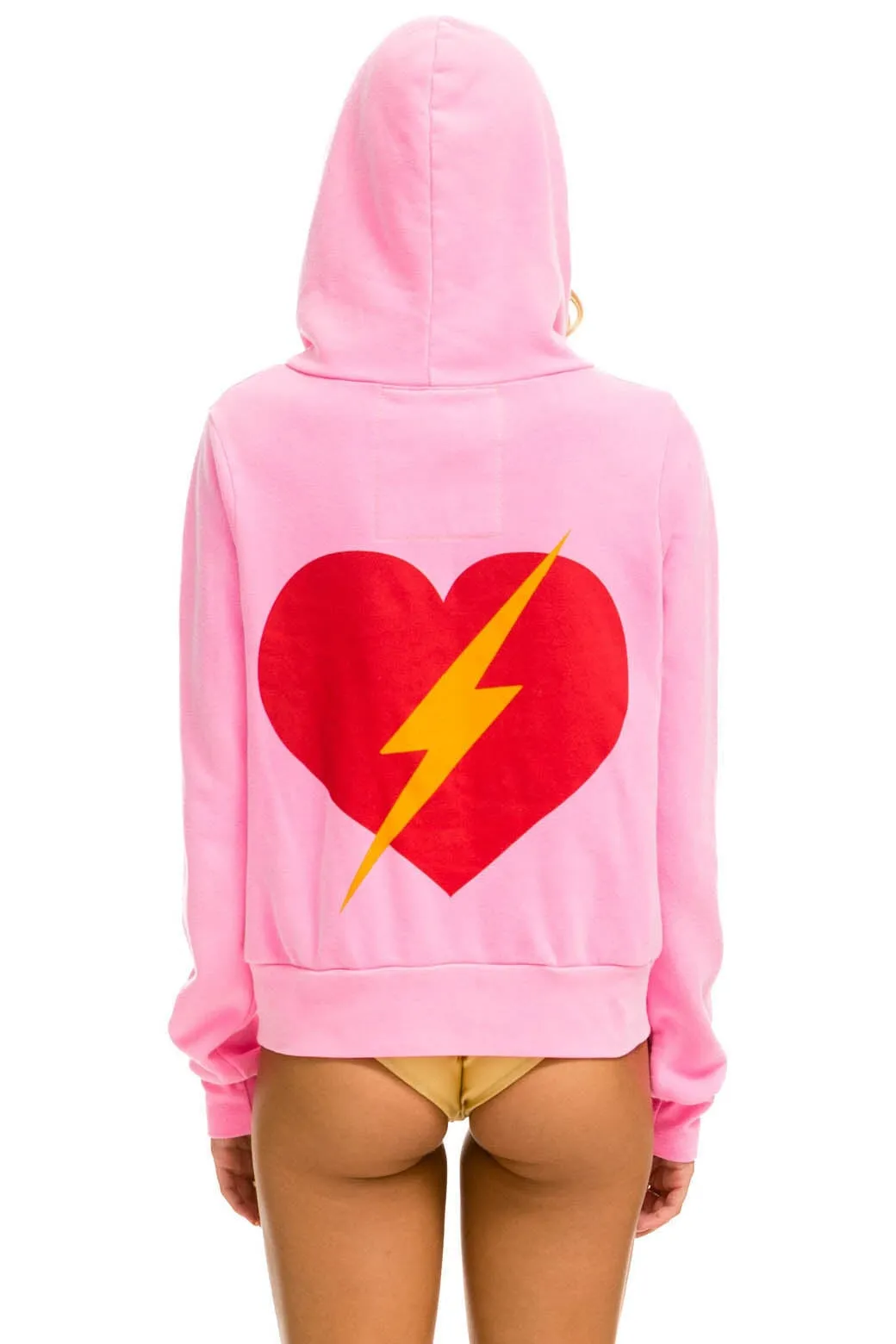 BOLT HEART ZIP HOODIE - NEON PINK sold by Aviator Nation