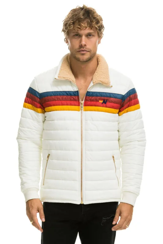 4 STRIPE RAINBOW SLEEVE JACKET -  WHITE sold by Aviator Nation