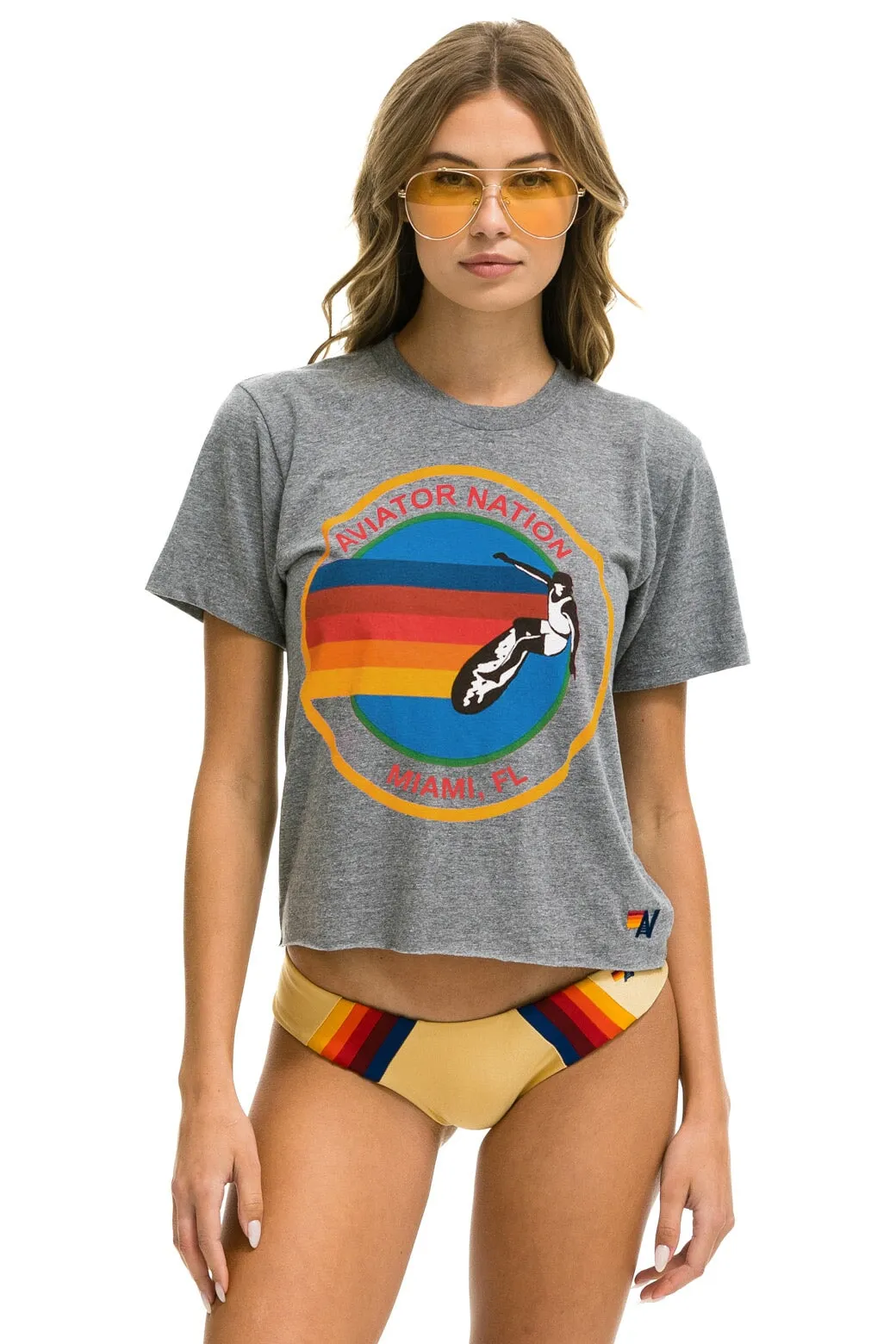 AVIATOR NATION MIAMI BOYFRIEND TEE - HEATHER GREY sold by Aviator Nation