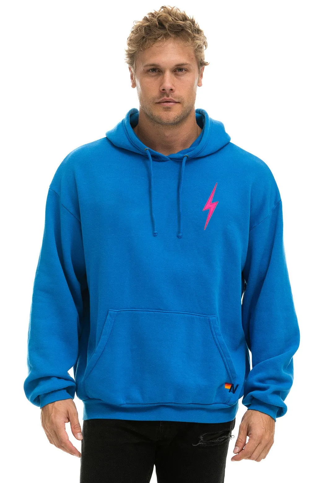 BOLT STITCH PULLOVER HOODIE RELAXED - OCEAN // NEON PINK sold by Aviator Nation product image thumbnail 2