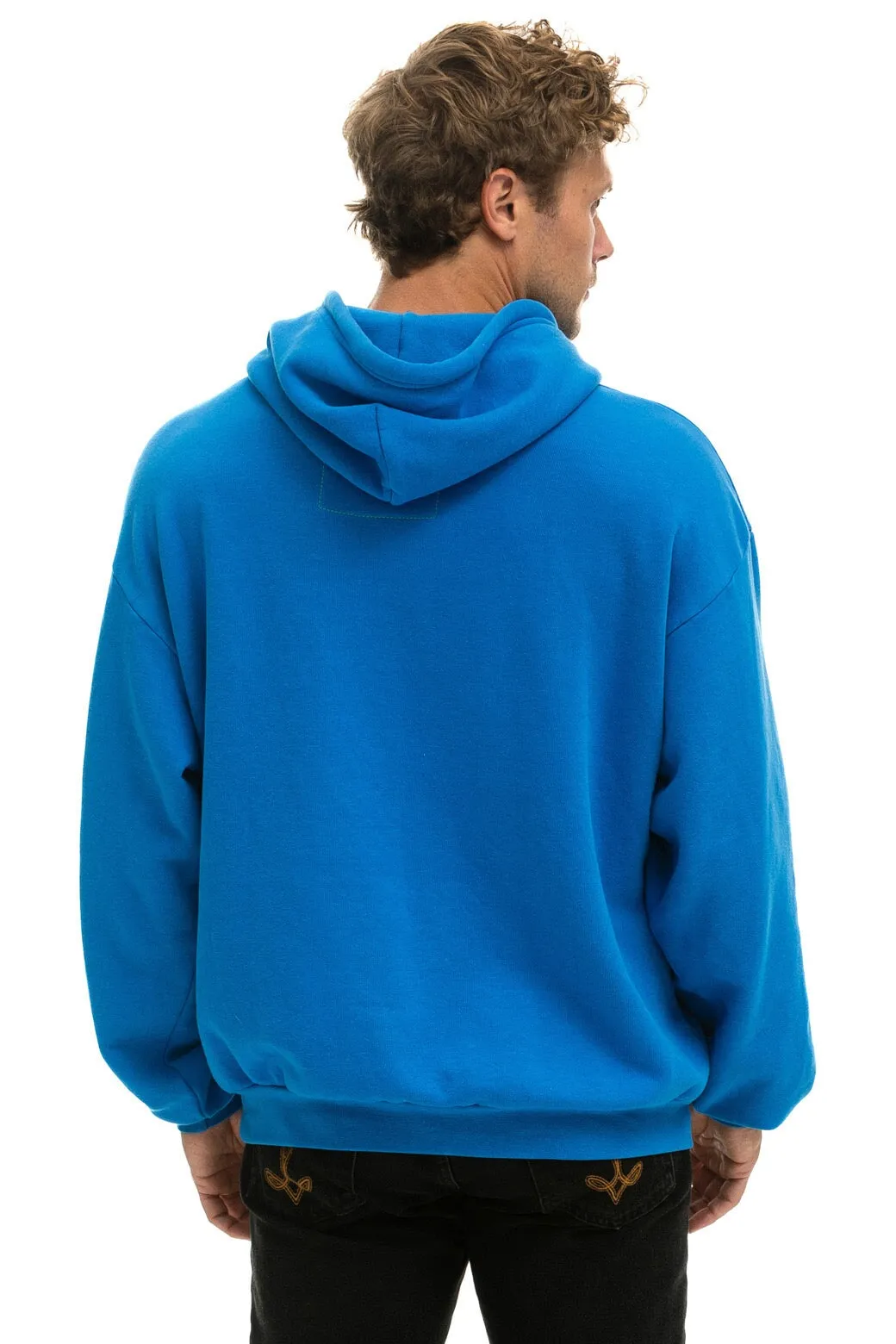 BOLT STITCH PULLOVER HOODIE RELAXED - OCEAN // NEON PINK sold by Aviator Nation product image thumbnail 4