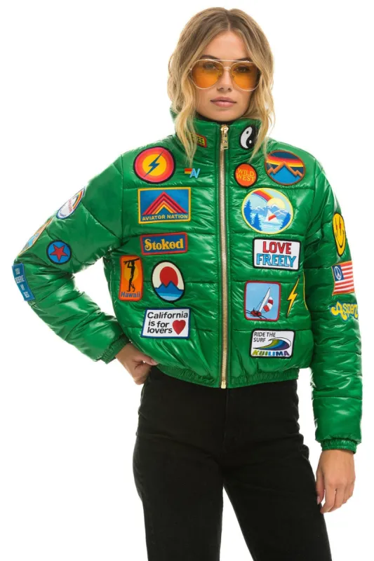 VINTAGE PATCH APRES PUFFER JACKET - AMAZON GLOSSY sold by Aviator Nation