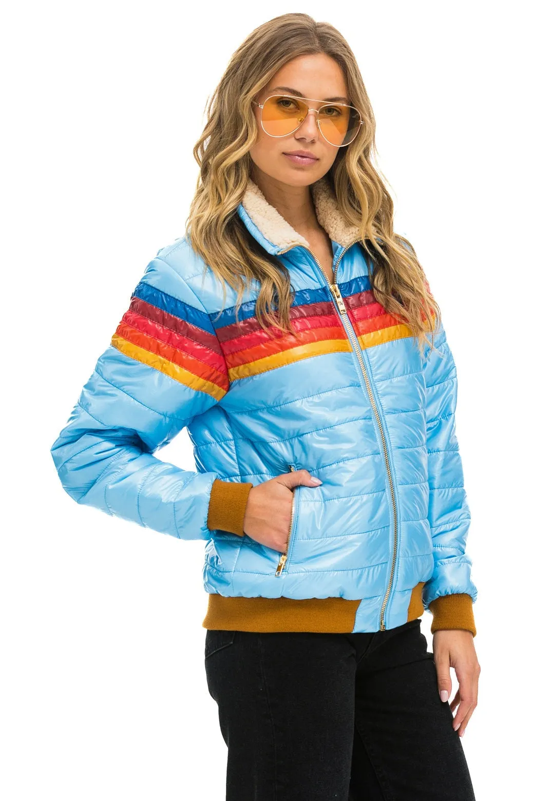 5 STRIPE JACKET - SKY GLOSSY sold by Aviator Nation product image thumbnail 3