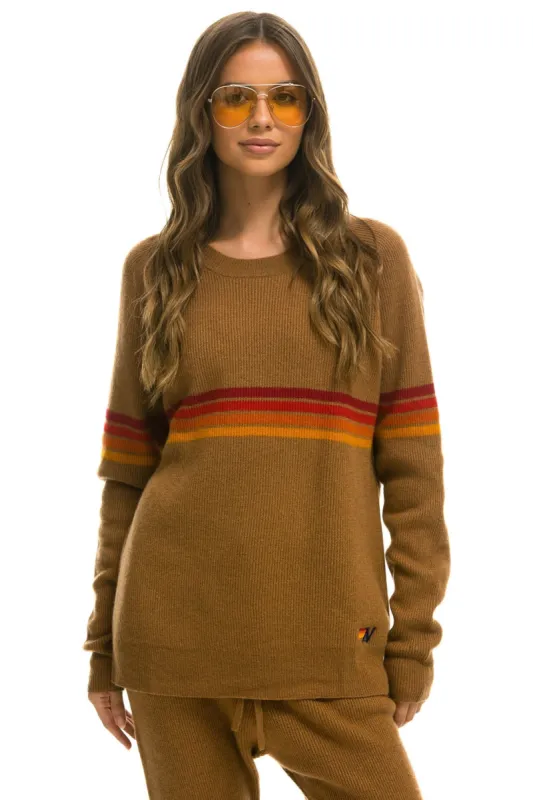 RAINBOW STRIPE 4 UNISEX CASHMERE SWEATER - BUTTERSCOTCH sold by Aviator Nation