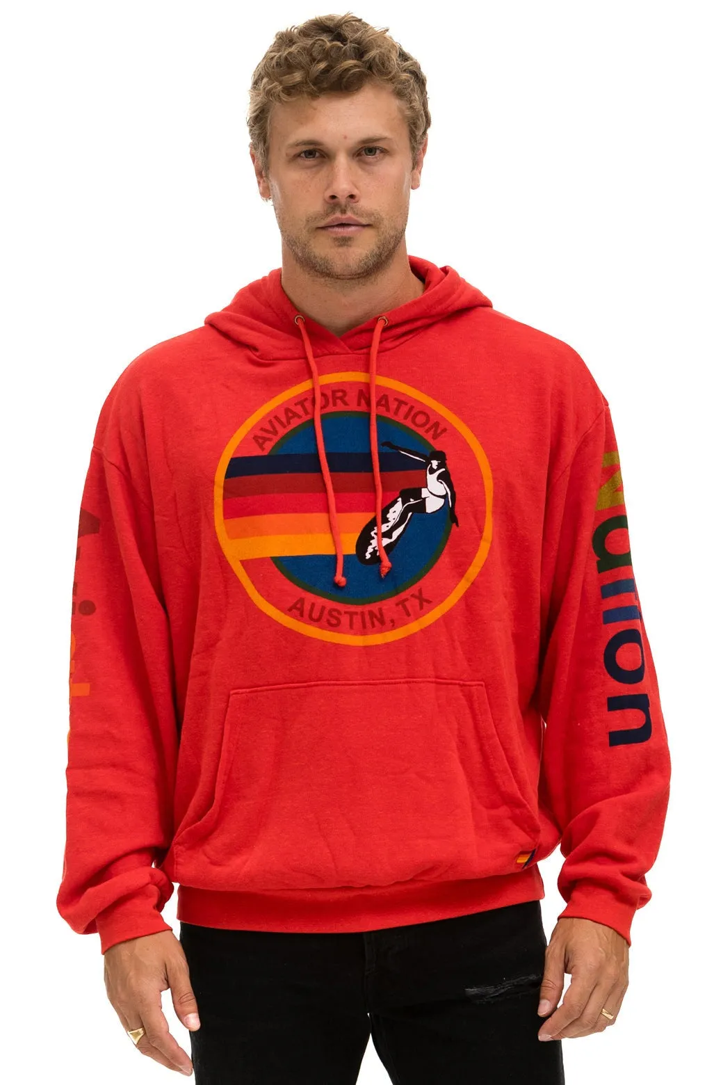 AVIATOR NATION AUSTIN RELAXED PULLOVER HOODIE - RED sold by Aviator Nation product image thumbnail 2
