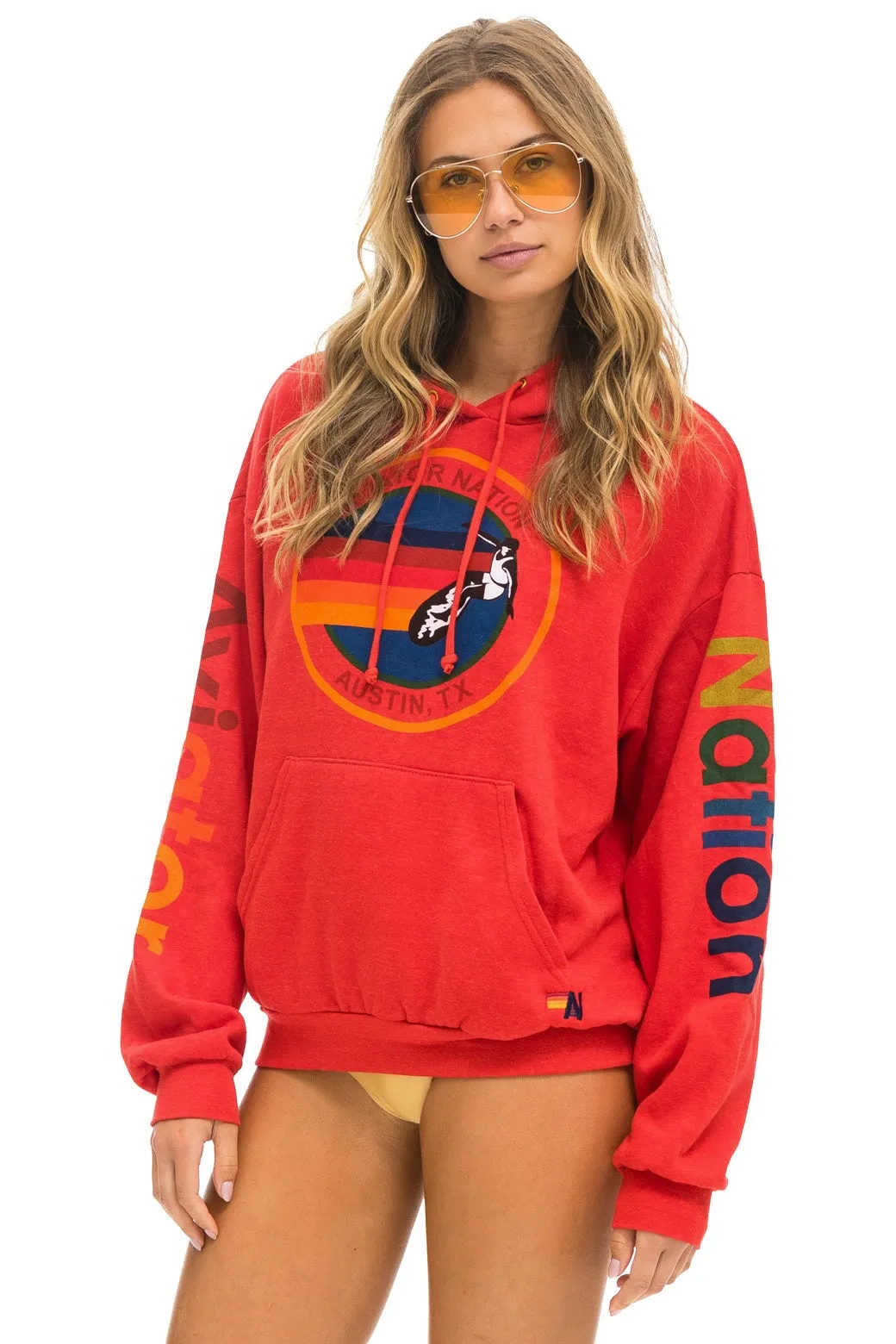AVIATOR NATION AUSTIN RELAXED PULLOVER HOODIE - RED sold by Aviator Nation product image thumbnail 3