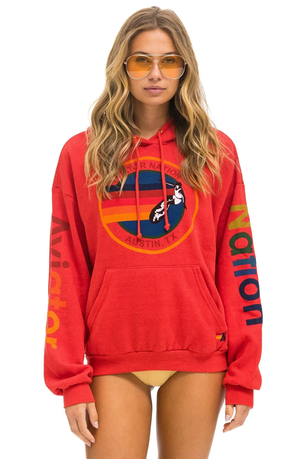 AVIATOR NATION AUSTIN RELAXED PULLOVER HOODIE - RED sold by Aviator Nation