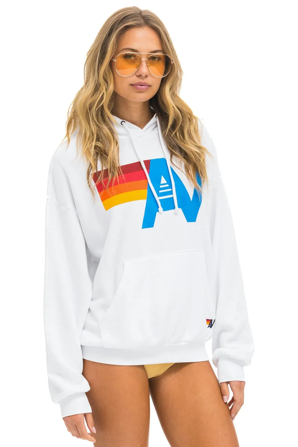 LOGO PULLOVER RELAXED HOODIE - WHITE sold by Aviator Nation product image thumbnail 5