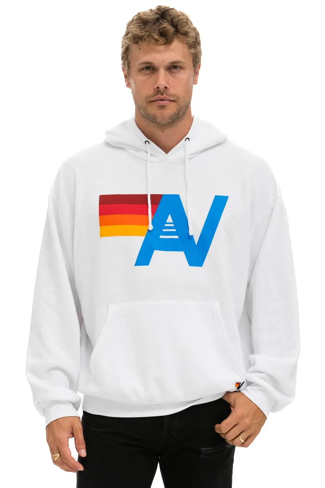 LOGO PULLOVER RELAXED HOODIE - WHITE sold by Aviator Nation product image thumbnail 2
