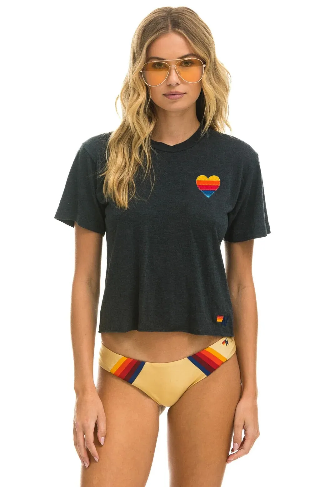 HEART STITCH 5 BOYFRIEND TEE - CHARCOAL sold by Aviator Nation