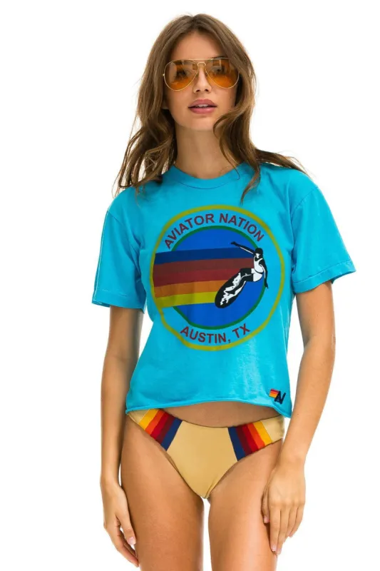 SIGNATURE AUSTIN BOYFRIEND TEE - NEON BLUE sold by Aviator Nation