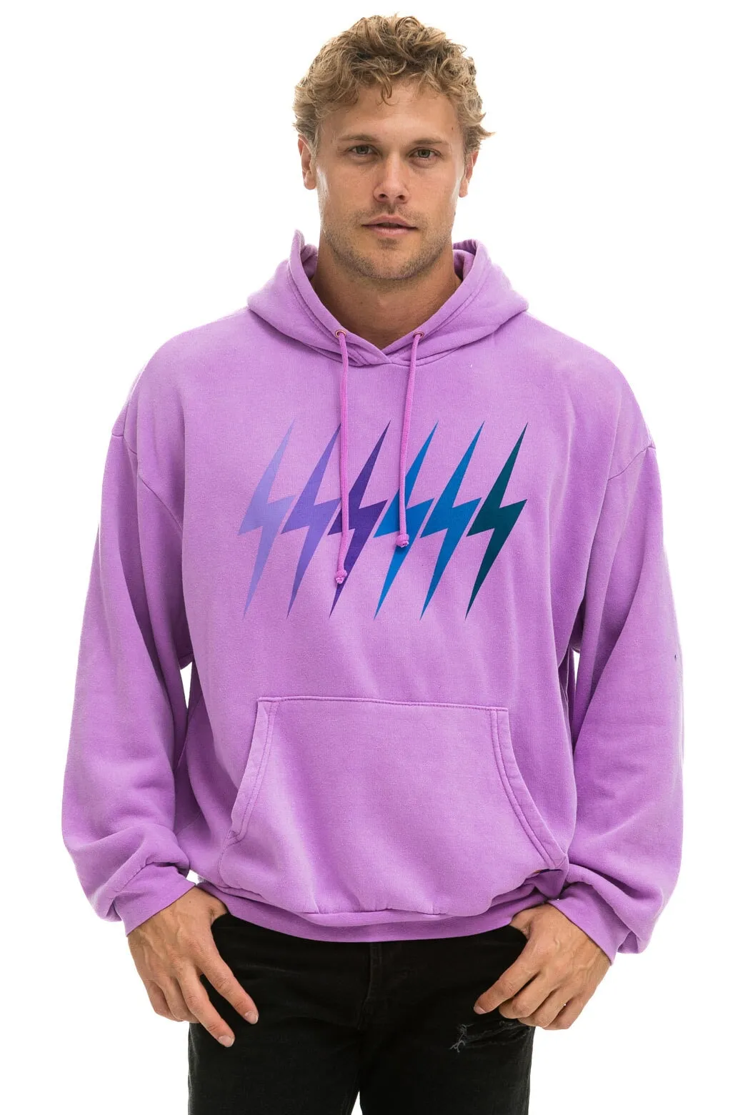 BOLT GRADIENT RELAXED PULLOVER HOODIE - NEON PURPLE // PURPLE sold by Aviator Nation product image thumbnail 2
