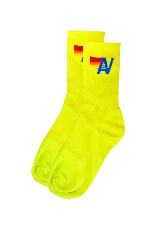 LOGO SOCK - NEON YELLOW sold by Aviator Nation