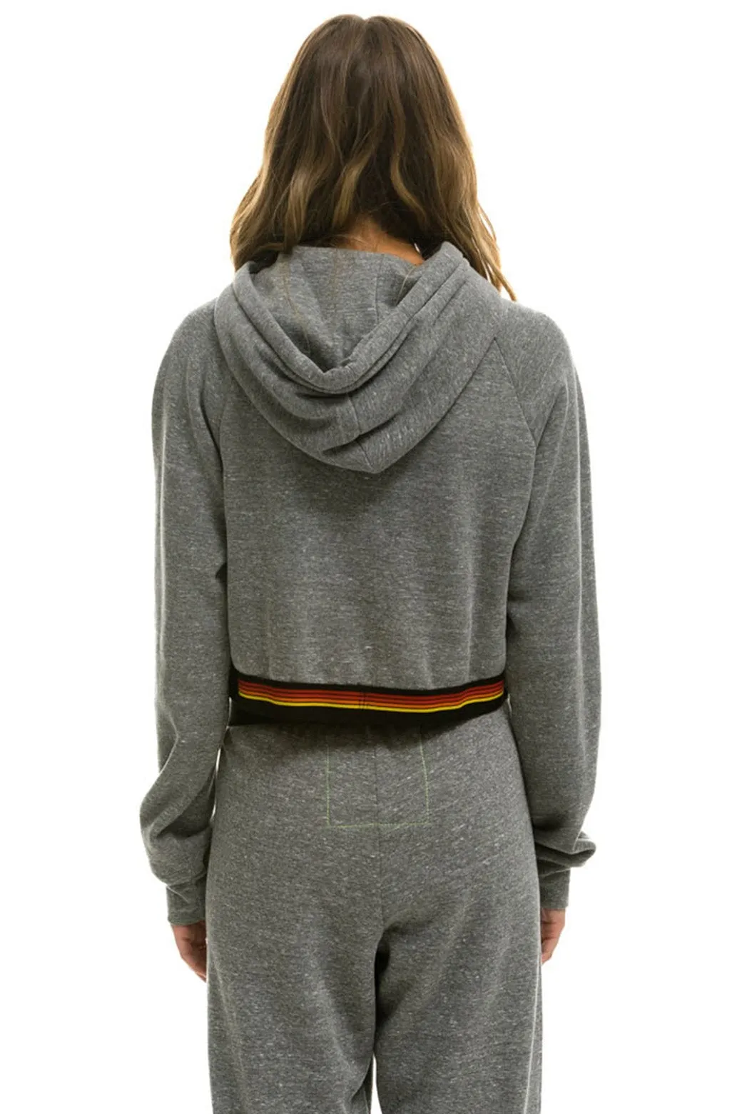 LOGO STRIPE CROP PULLOVER HOODIE - HEATHER GREY sold by Aviator Nation product image thumbnail 4