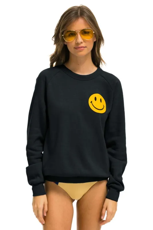 SMILEY 2 LIGHT WEIGHT CREW SWEATSHIRT - CHARCOAL sold by Aviator Nation