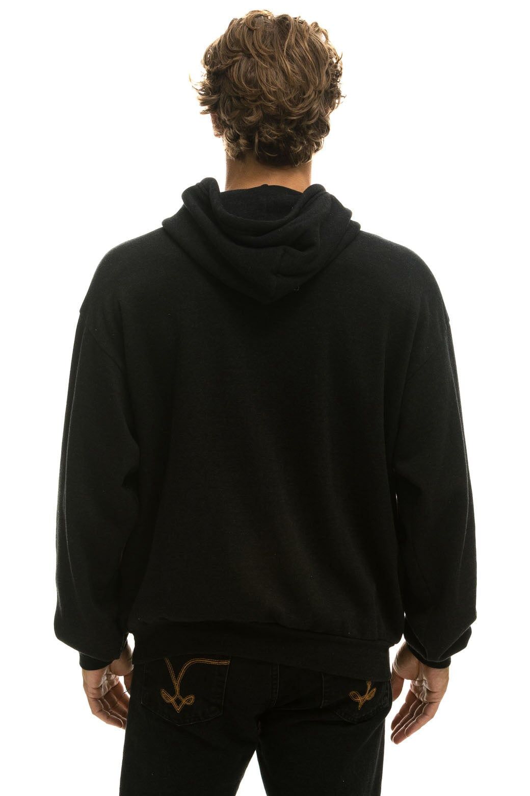 HEART EMBROIDERY RELAXED PULLOVER HOODIE - BLACK sold by Aviator Nation product image thumbnail 4