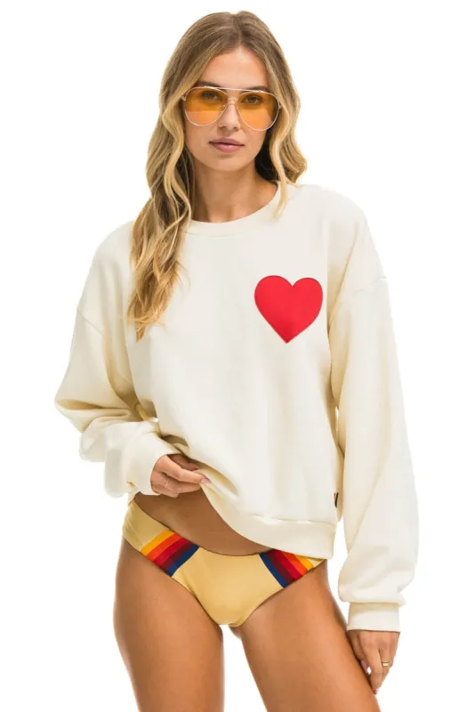 HEART STITCH RELAXED CREW SWEATSHIRT - VINTAGE WHITE sold by Aviator Nation