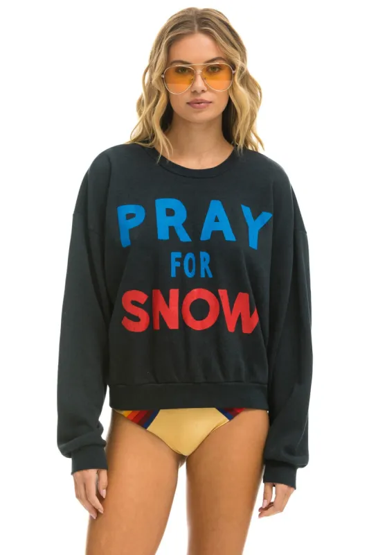 PRAY FOR SNOW RELAXED CREW SWEATSHIRT - CHARCOAL made by Aviator Nation