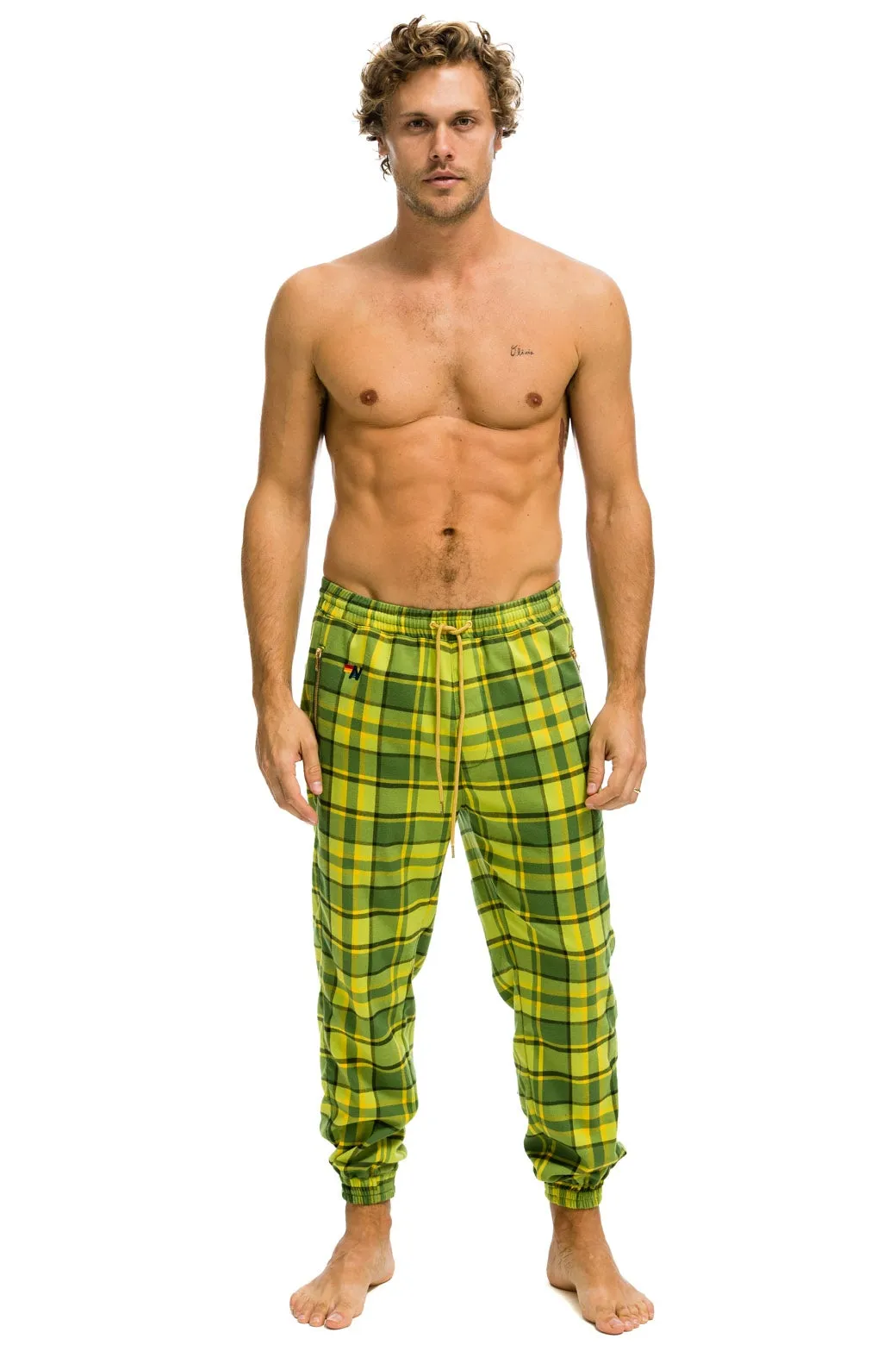 UNISEX PLAID LODGE PANT - AVOCADO PLAID sold by Aviator Nation product image thumbnail 3