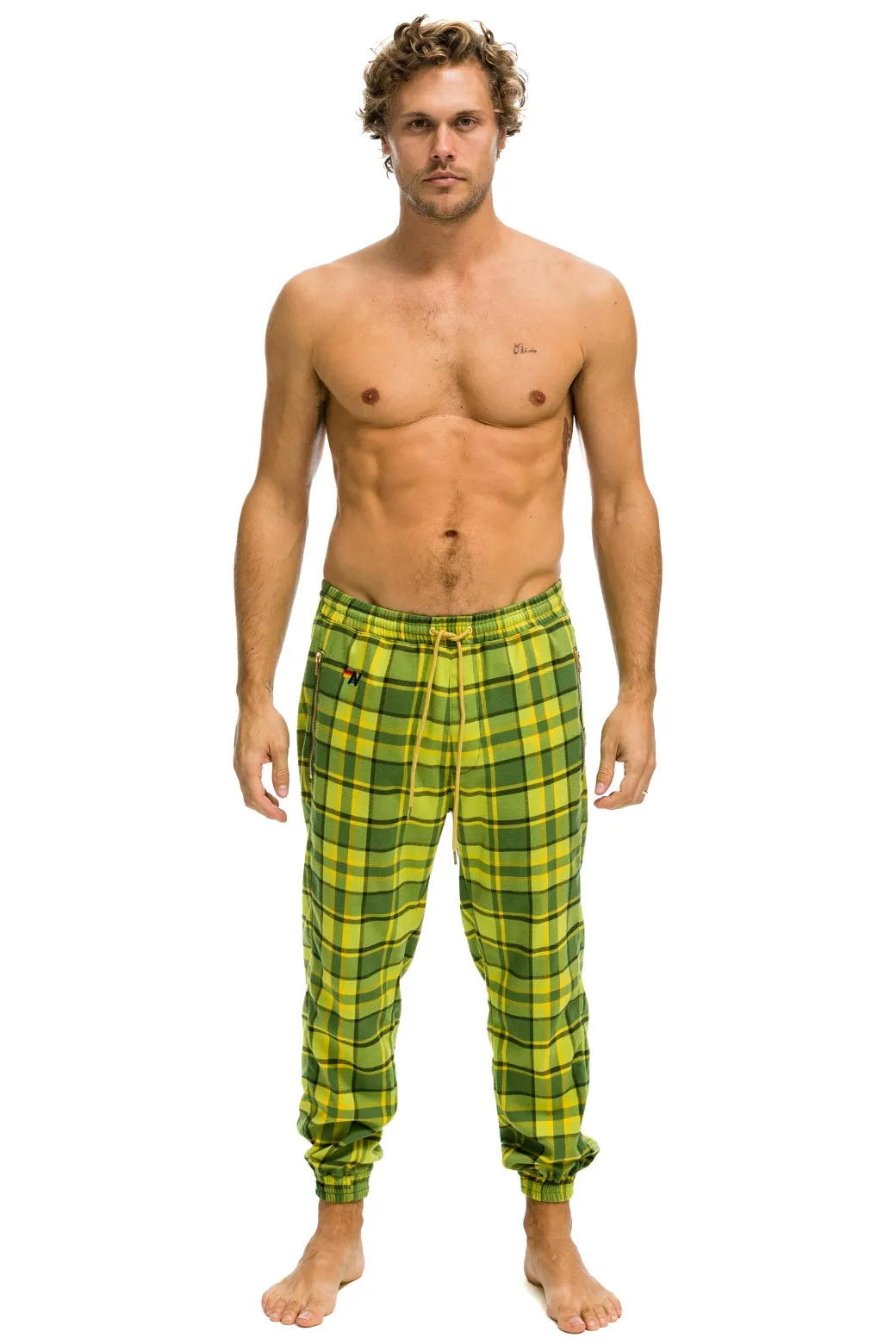 UNISEX PLAID LODGE PANT - AVOCADO PLAID sold by Aviator Nation