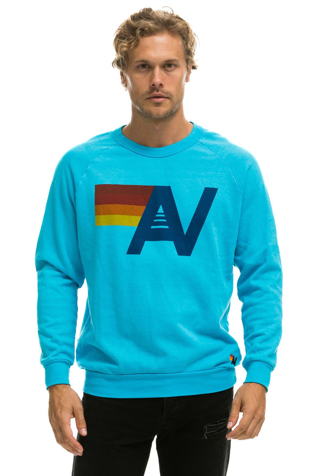 LOGO LIGHT WEIGHT CREW SWEATSHIRT - NEON BLUE sold by Aviator Nation product image thumbnail 2