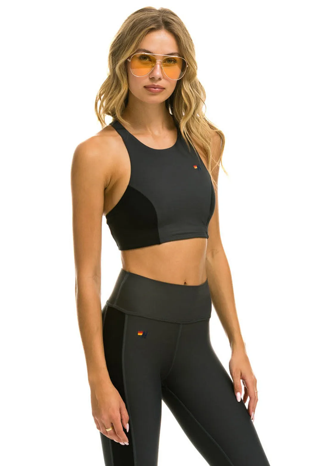 COLOR BLOCK RACER SPORTS BRA - TITANIUM sold by Aviator Nation product image thumbnail 2