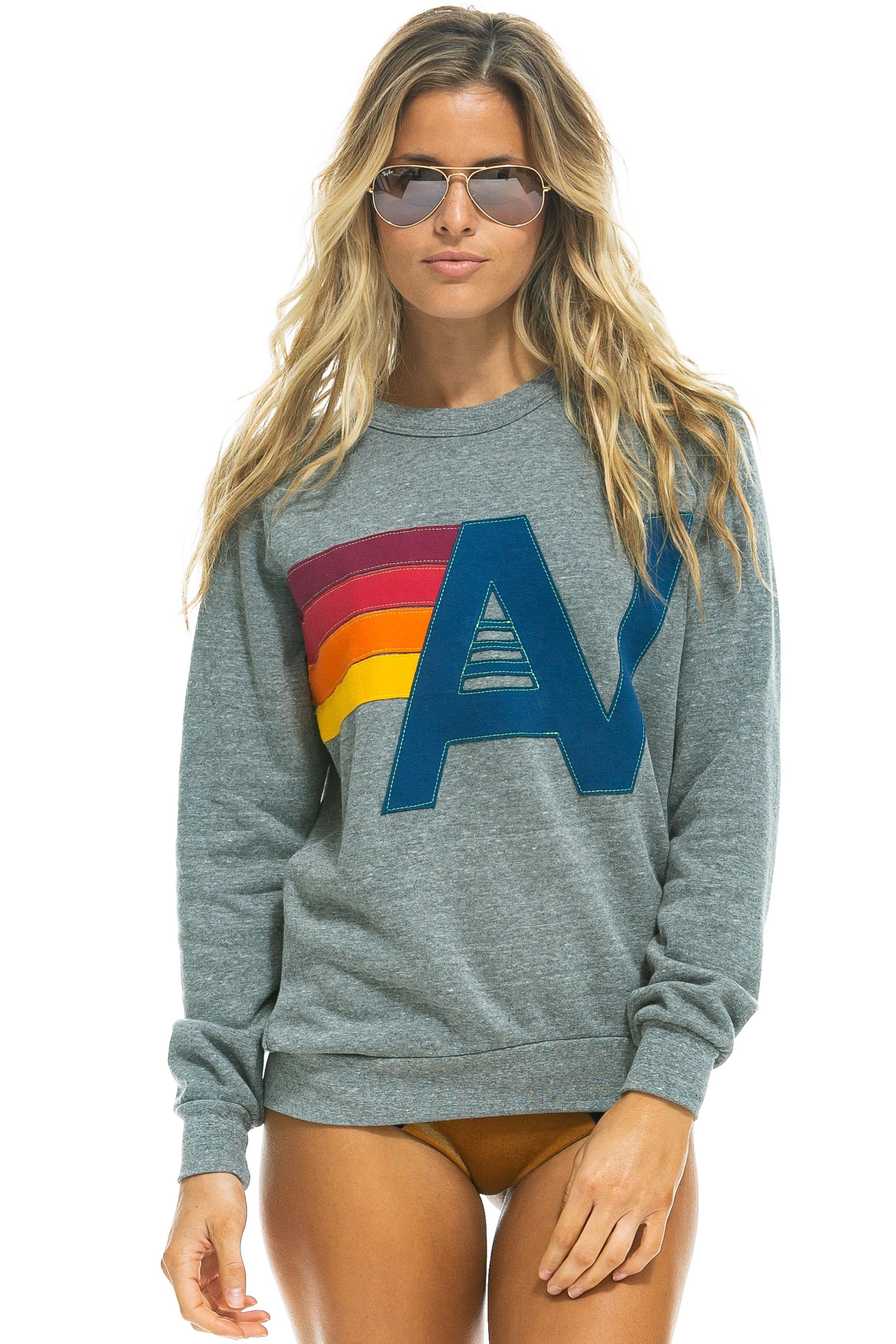 LOGO STITCH CREW SWEATSHIRT - HEATHER GREY sold by Aviator Nation