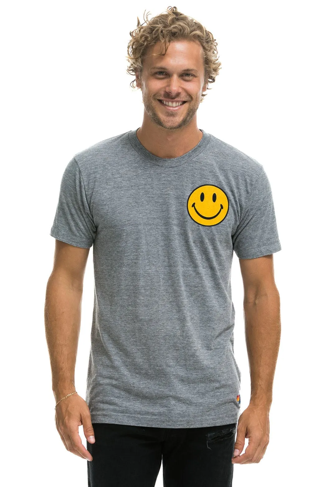 SMILEY 2 CREW TEE - HEATHER GREY sold by Aviator Nation product image thumbnail 2