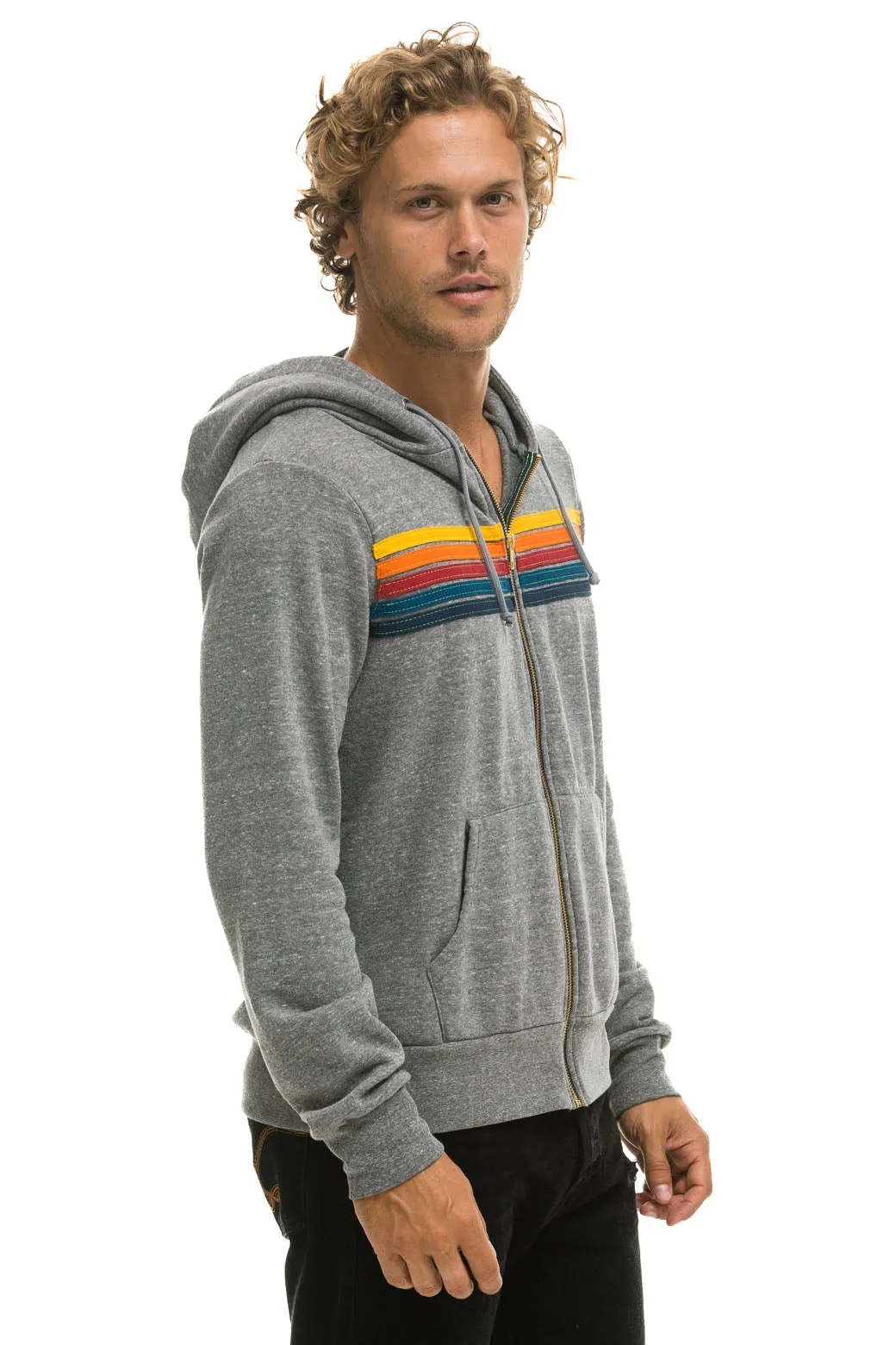 5 STRIPE HOODIE - HEATHER GREY sold by Aviator Nation product image thumbnail 4
