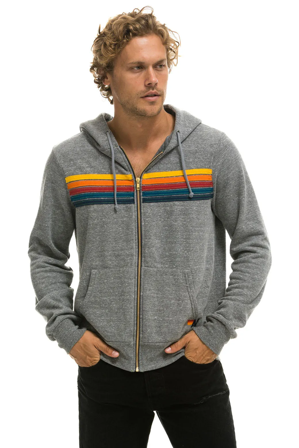 5 STRIPE HOODIE - HEATHER GREY sold by Aviator Nation product image thumbnail 2